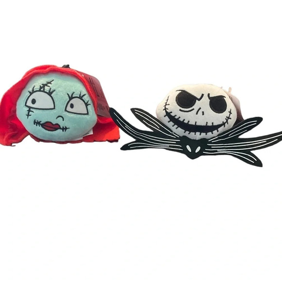 Disney THE NIGHTMARE BEFORE CHRISTMAS Plush Clip Set SALLY & JACK SKELLINGTON - Picture 1 of 5